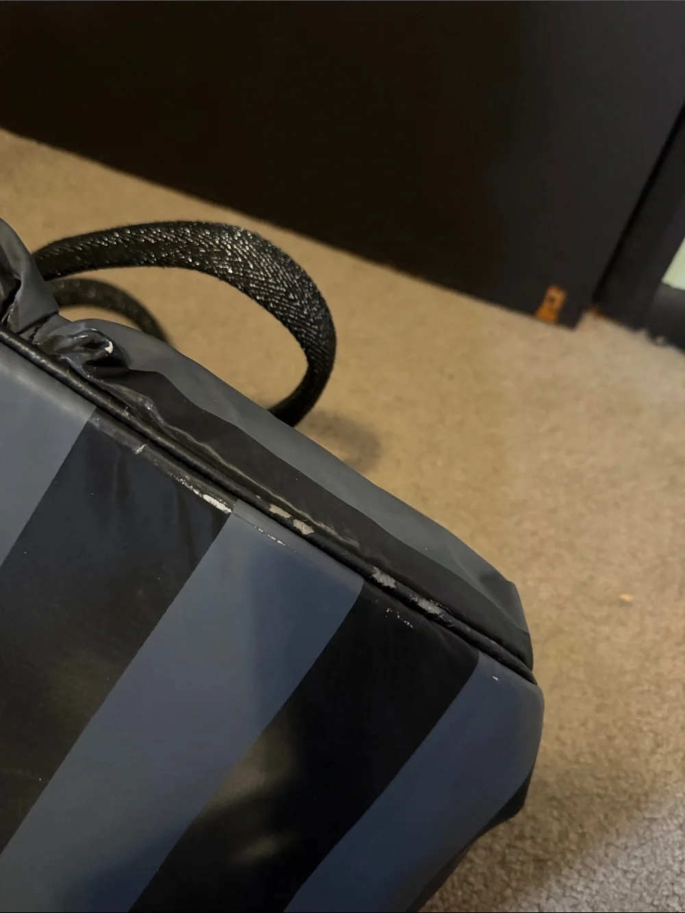 Juicy Couture Gray and Black Striped Dog Carrier Tote